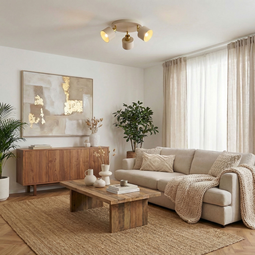 PARKLA Spotlight 3xE27/15W/230V Beige/Gold