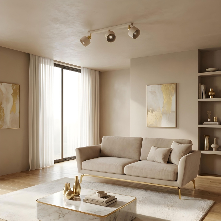 PARKLA Spotlight 3xE27/15W/230V Beige/Gold