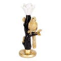 Parrot Candle Holder 13x10x28 cm, Resin, Gold/Black