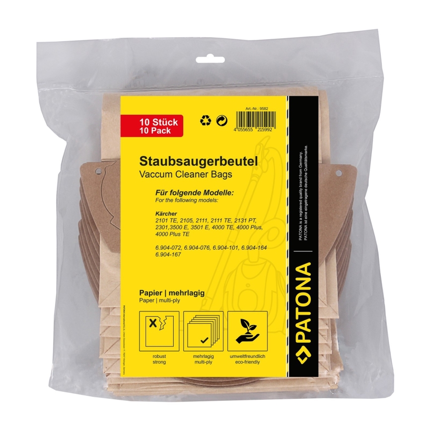 PATONA - Bags for vacuum cleaner KÄRCHER 2101/2105/2111/3500/E4000 paper - 10 pieces