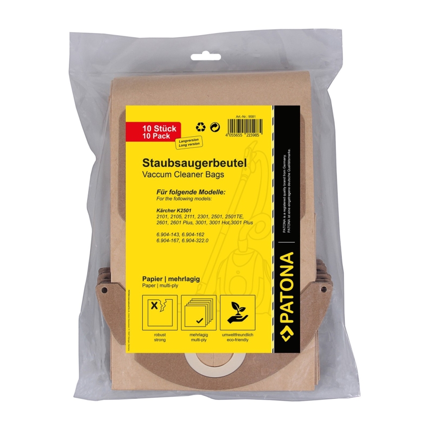 PATONA - Bags for vacuum cleaner KÄRCHER K2501/K2601/K3001/K2101/K2301 paper - 10 pieces