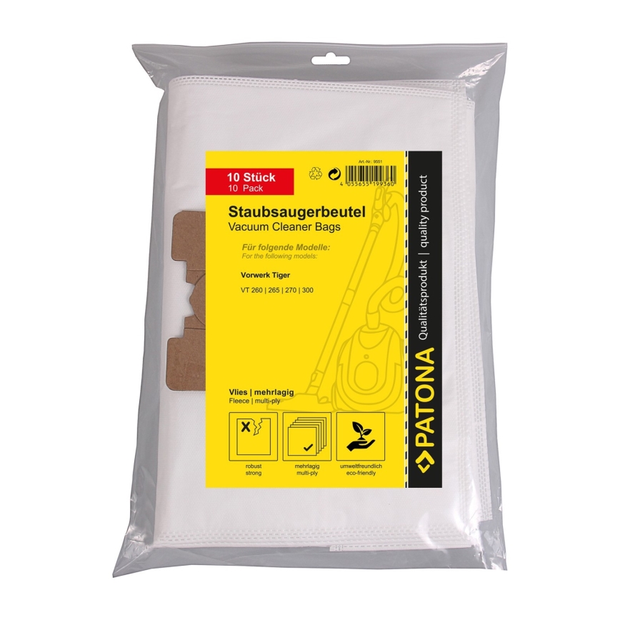 PATONA - Bags for vacuum cleaners Vorwerk Tiger VT265/VT270/VT300 - 10 pieces