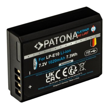 PATONA - Battery Canon LP-E10 1020mAh Li-Ion Platinum USB-C charging