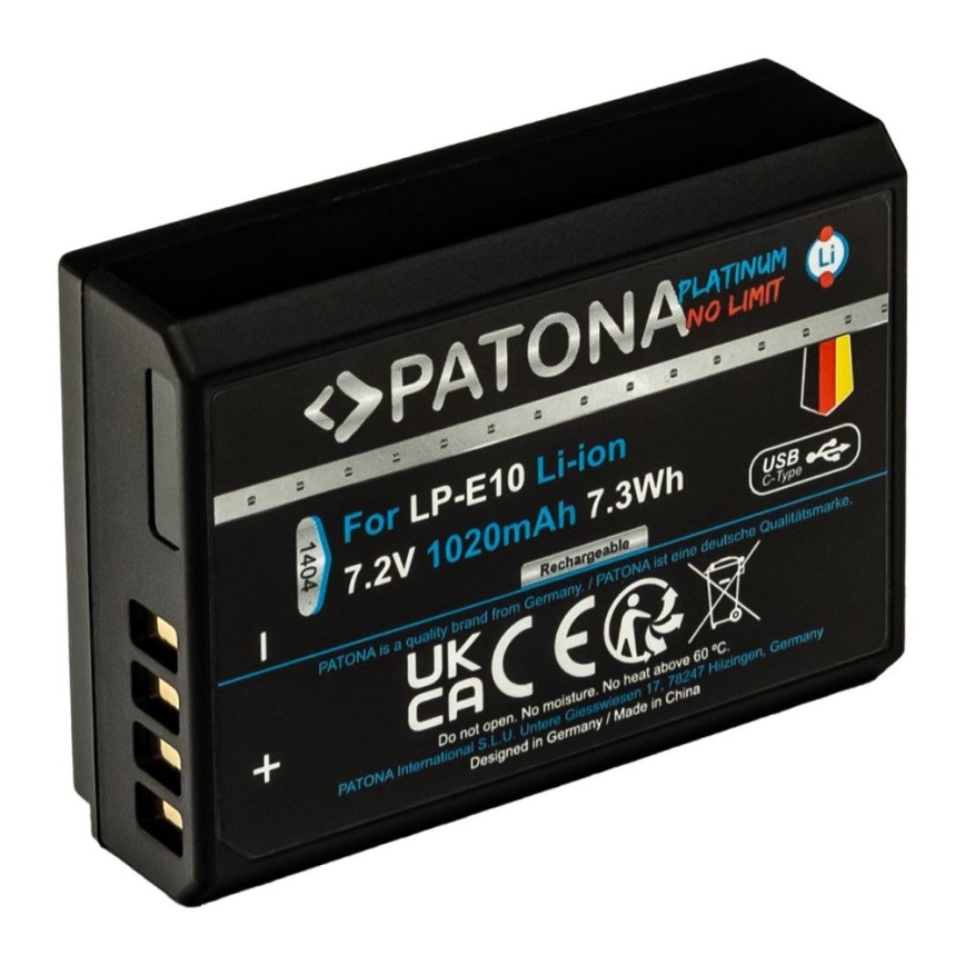 PATONA - Battery Canon LP-E10 1020mAh Li-Ion Platinum USB-C charging