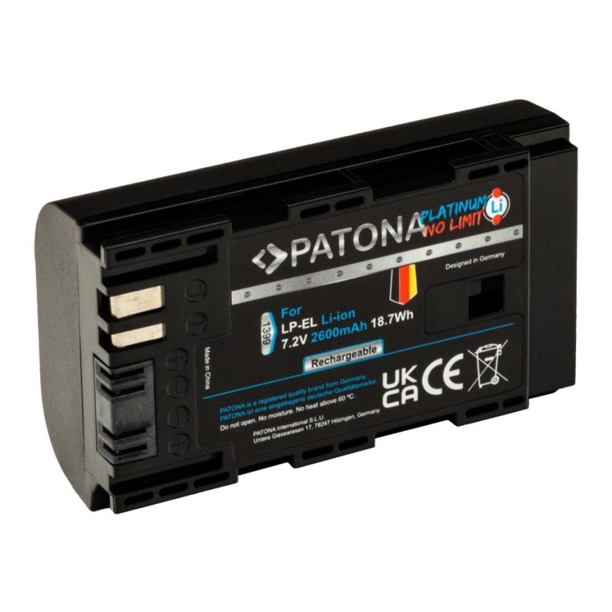 PATONA - Battery Canon LP-EL 2600mAh Li-Ion Platinum for photoflash Speedlite EL-1