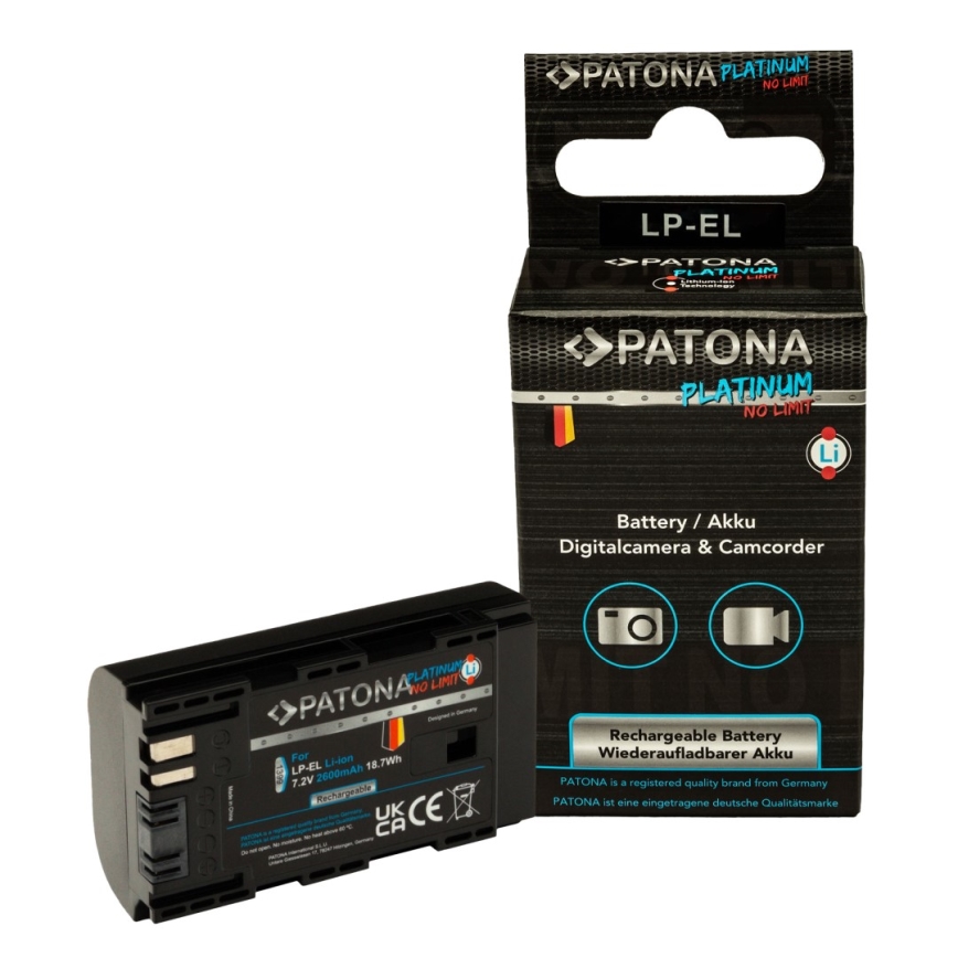 PATONA - Battery Canon LP-EL 2600mAh Li-Ion Platinum for photoflash Speedlite EL-1