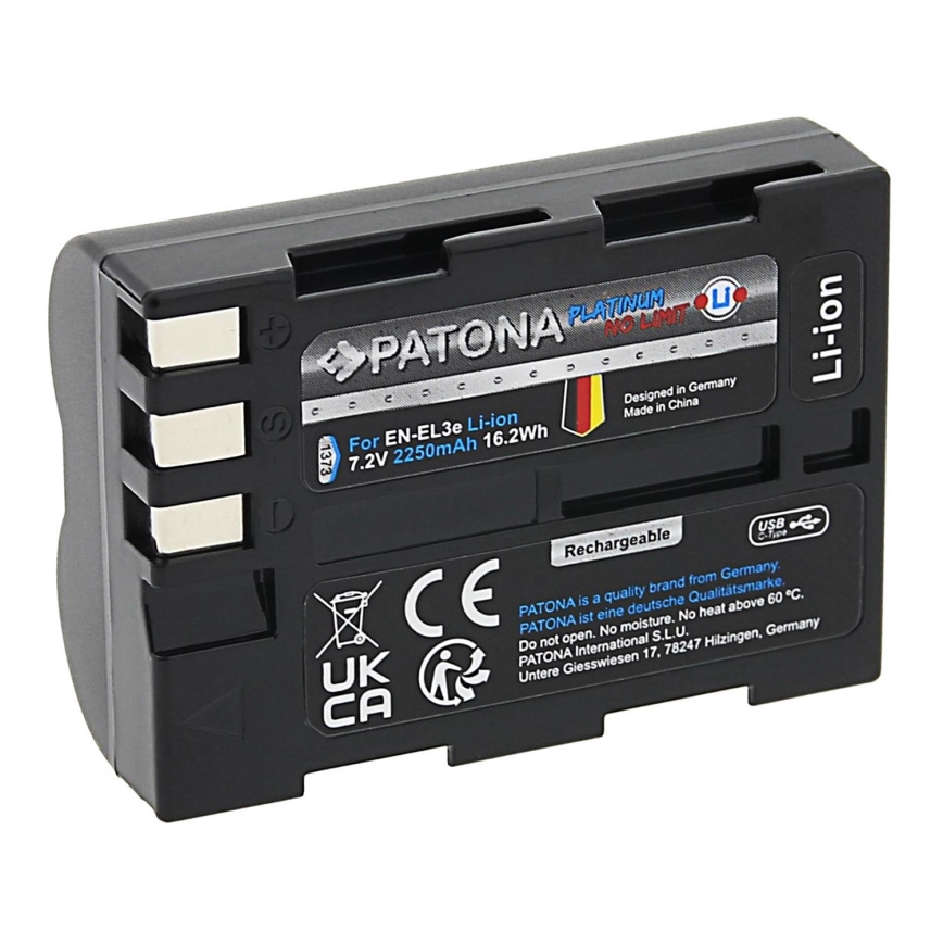 PATONA - Battery Nikon EN-EL3E 2250mAh Li-Ion Platinum USB-C charging