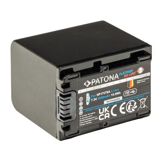 PATONA - Battery Sony NP-FV70A 2060mAh Li-Ion Platinum USB-C charging