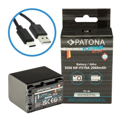PATONA - Battery Sony NP-FV70A 2060mAh Li-Ion Platinum USB-C charging