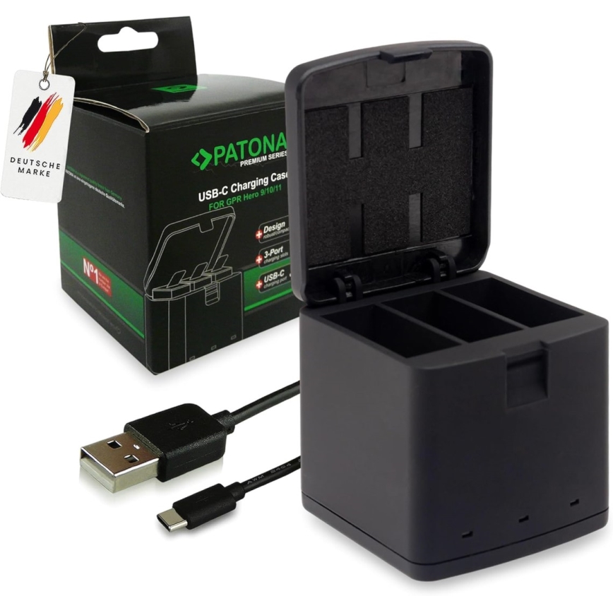 PATONA - Charger Triple GoPro Hero 9/Hero 10/Hero 11/Hero 12