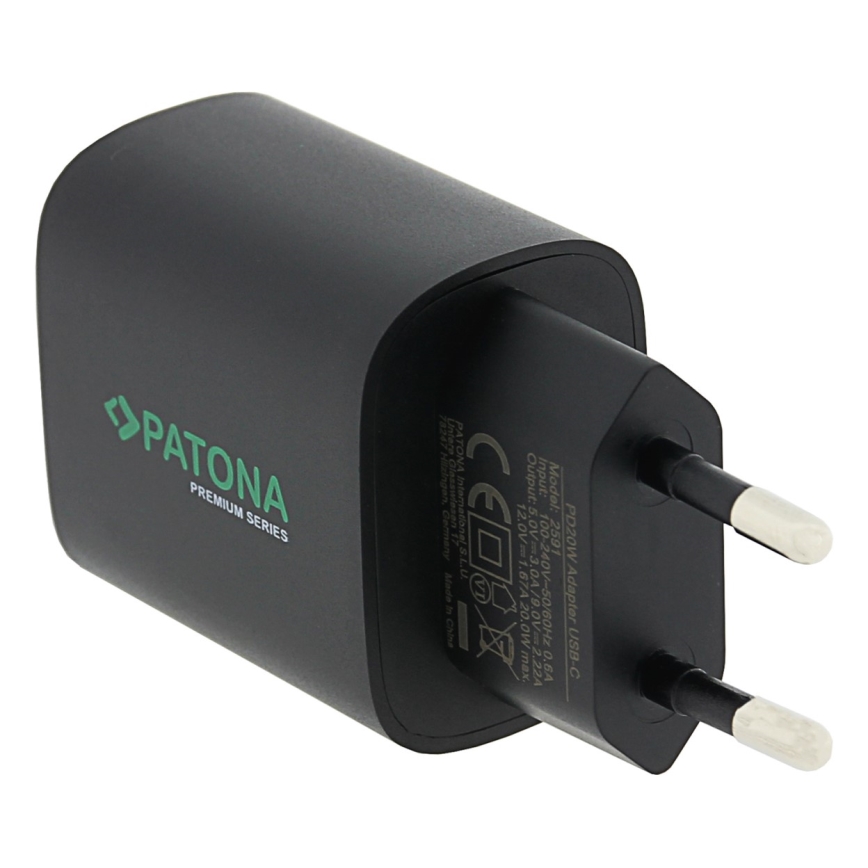 PATONA - Charging adapter USB-C Power delivery 20W/230V black