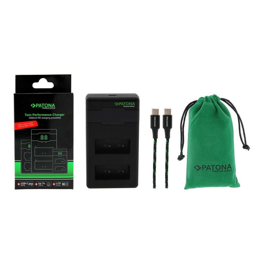 PATONA - Fast charger Dual Fuji NP-W126 + cable USB-C 0,6m