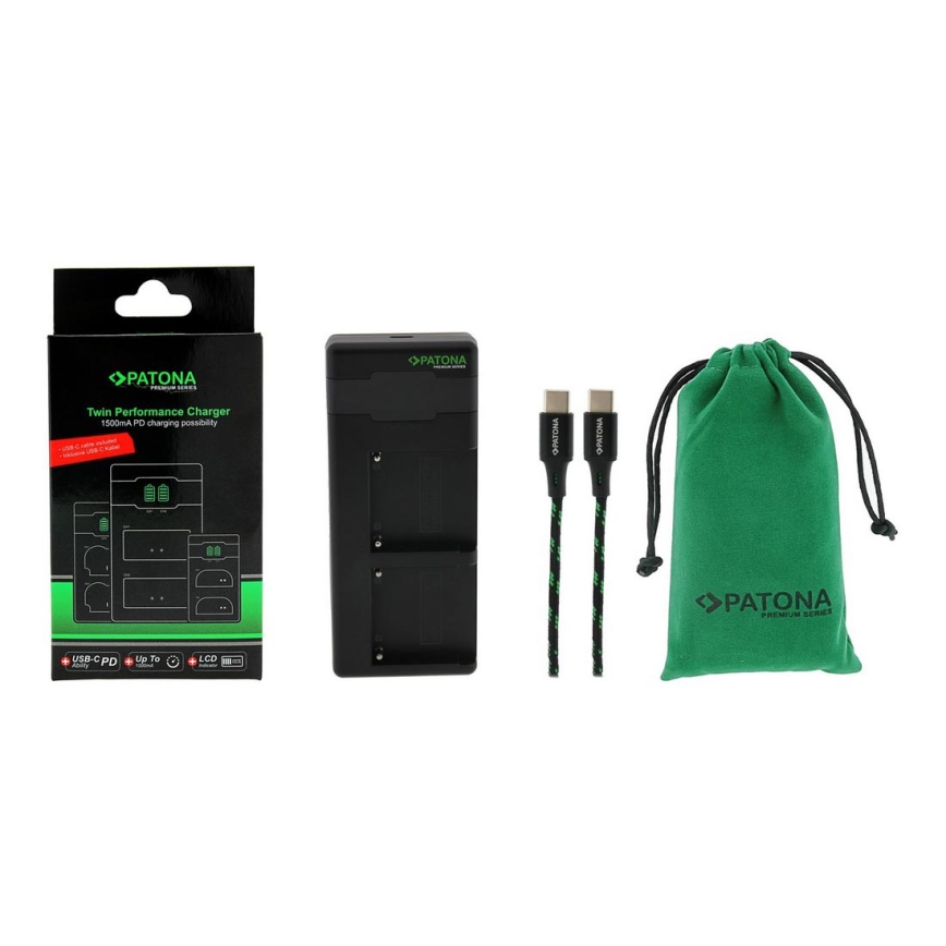 PATONA - Fast charger Dual Sony F550/F750/F970/FM50 + cable USB-C 0,6m