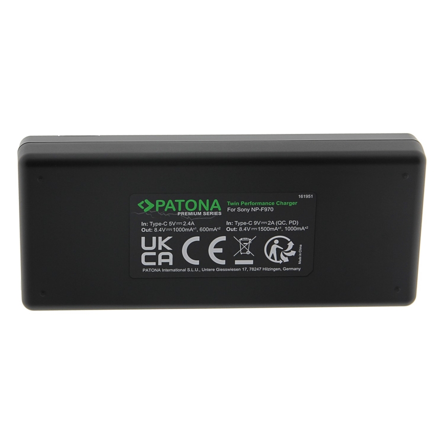 PATONA - Fast charger Dual Sony F550/F750/F970/FM50 + cable USB-C 0,6m