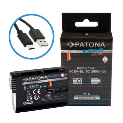 PATONA - Rechargeable Battery for Nikon EN-EL15C 2600mAh Li-Ion Platinum USB-C
