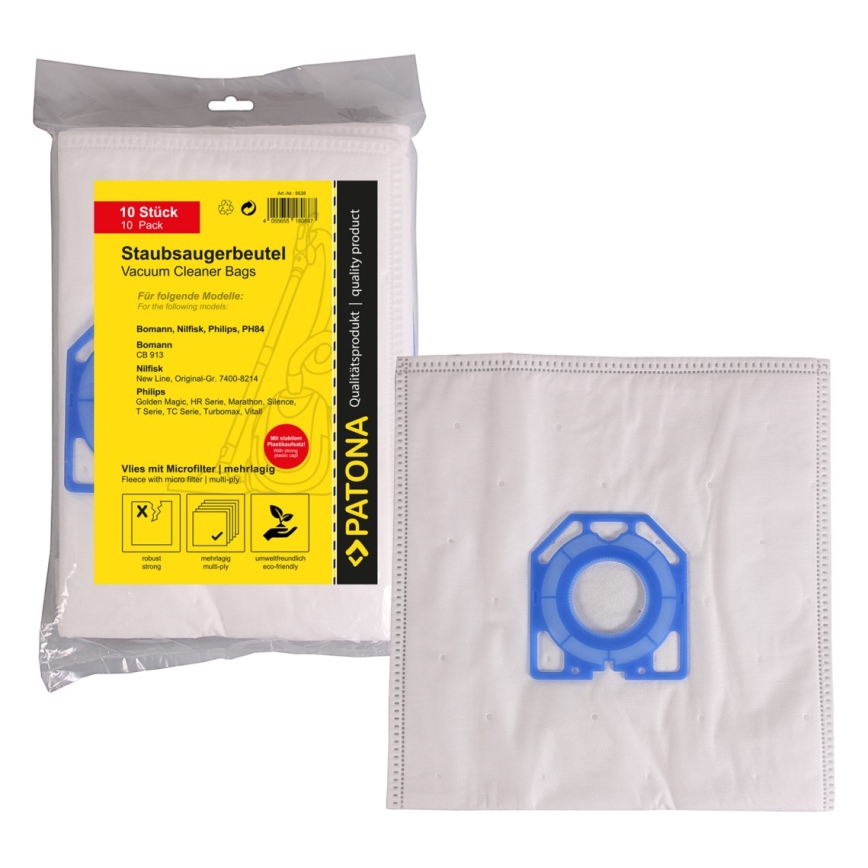PATONA - SET 10x Filtration bag PH84 for Philips, Nilfisk, Menalux
