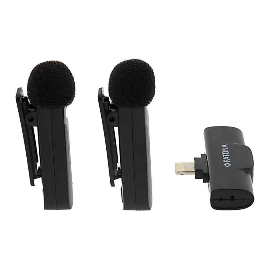 PATONA - SET 2x Wireless microphone with a clip for iPhones USB-C 5V 50 mAh