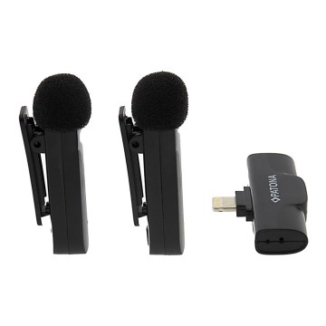 PATONA - SET 2x Wireless microphone with a clip for iPhones USB-C 5V