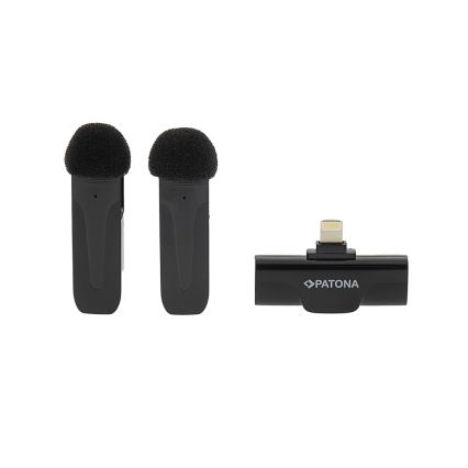PATONA - SET 2x Wireless microphone with a clip for iPhones USB-C 5V 50 mAh
