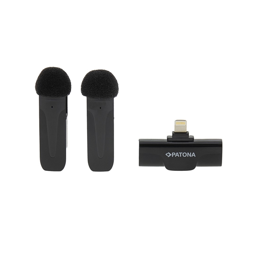PATONA - SET 2x Wireless microphone with a clip for iPhones USB-C 5V 50 mAh