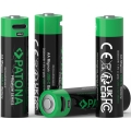 PATONA - SET 4x Battery AA/LR6 Li-Pol 2000mAh 1,5Vs with USB-C charging