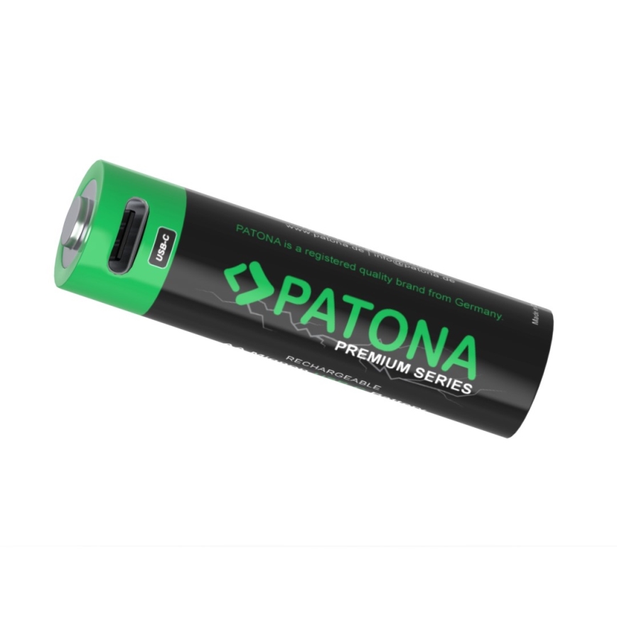 PATONA - SET 4x Battery AA/LR6 Li-Pol 2000mAh 1,5Vs with USB-C charging