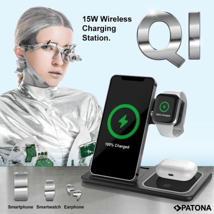 PATONA - Wireless charger 3in1 for iPhone black