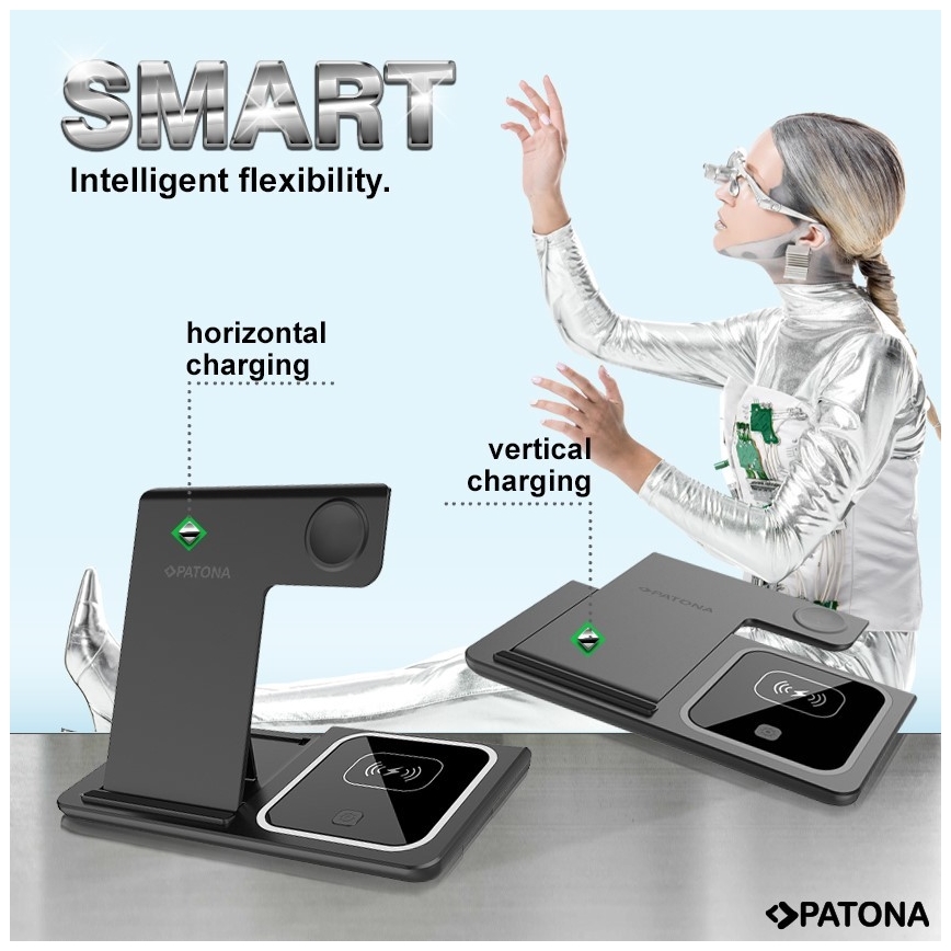 PATONA - Wireless charger 3in1 for iPhone black