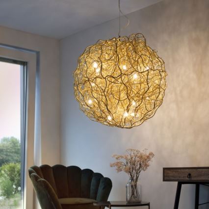 Paul Neuhaus 2019-12 - Cable-suspended pendant SAREA 15xG9/40W/230V gold