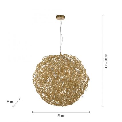 Paul Neuhaus 2019-12 - Cable-suspended pendant SAREA 15xG9/40W/230V gold