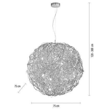 Paul Neuhaus 2019-21 - SAREA Cable-Suspended Chandelier 15xG9/40W/230V, Silver
