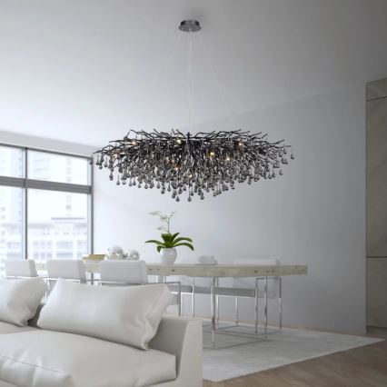Paul Neuhaus 2031-18 - ICICLE cable-suspended chandelier 15xG9/40W/230V 75x150 cm black