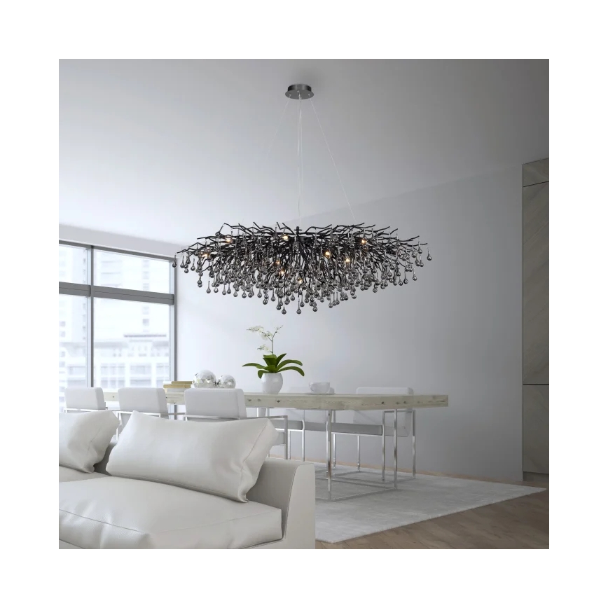 Paul Neuhaus 2031-18 - ICICLE cable-suspended chandelier 15xG9/40W/230V 75x150 cm black