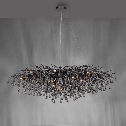 Paul Neuhaus 2031-18 - ICICLE cable-suspended chandelier 15xG9/40W/230V 75x150 cm black