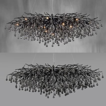 Paul Neuhaus 2031-18 - ICICLE cable-suspended chandelier 15xG9/40W/230V 75x150 cm black
