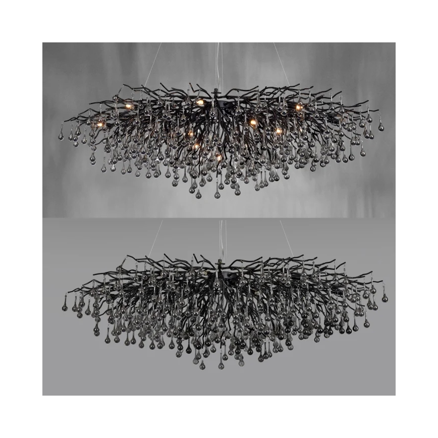 Paul Neuhaus 2031-18 - ICICLE cable-suspended chandelier 15xG9/40W/230V 75x150 cm black