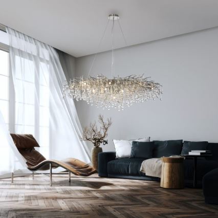 Paul Neuhaus 2031-55 - Chandelier on a string ICICLE 15xG9/40W/230V 75x150 cm shiny chrome
