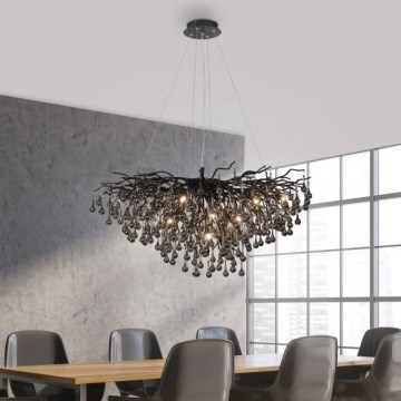 Paul Neuhaus 2192-18 - ICICLE cable-suspended chandelier, 10 x G9, 40 W, 230 V, 50 x 100 cm, black
