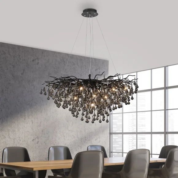 Paul Neuhaus 2192-18 - ICICLE cable-suspended chandelier, 10 x G9, 40 W, 230 V, 50 x 100 cm, black