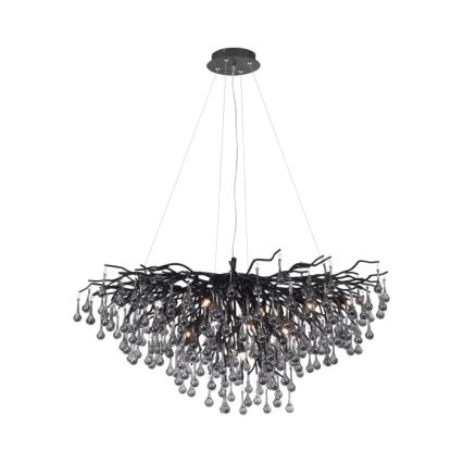 Paul Neuhaus 2192-18 - ICICLE cable-suspended chandelier, 10 x G9, 40 W, 230 V, 50 x 100 cm, black