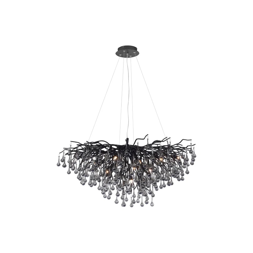 Paul Neuhaus 2192-18 - ICICLE cable-suspended chandelier, 10 x G9, 40 W, 230 V, 50 x 100 cm, black