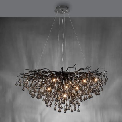 Paul Neuhaus 2192-18 - ICICLE cable-suspended chandelier, 10 x G9, 40 W, 230 V, 50 x 100 cm, black