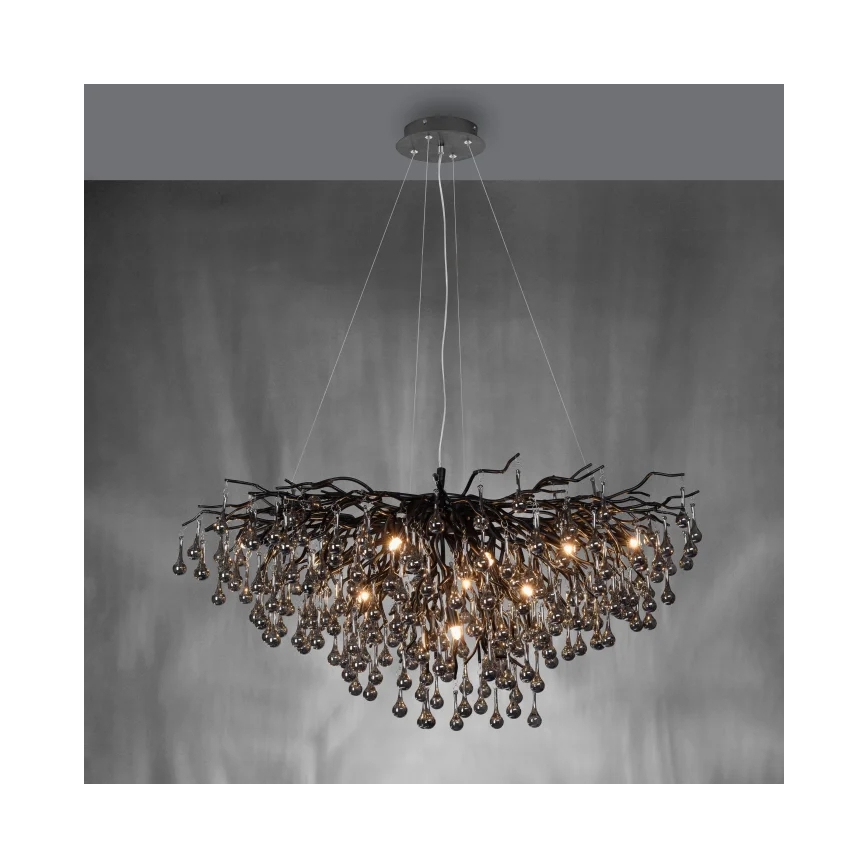 Paul Neuhaus 2192-18 - ICICLE cable-suspended chandelier, 10 x G9, 40 W, 230 V, 50 x 100 cm, black