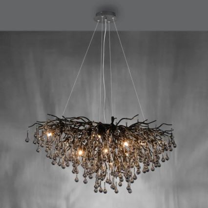 Paul Neuhaus 2192-18 - ICICLE cable-suspended chandelier, 10 x G9, 40 W, 230 V, 50 x 100 cm, black