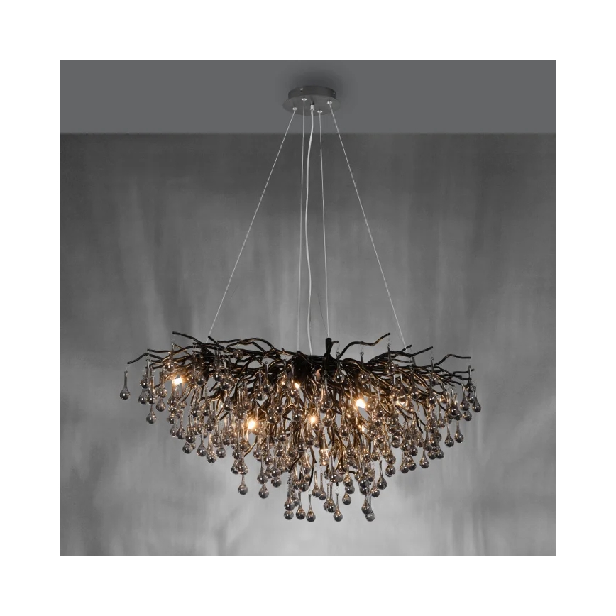 Paul Neuhaus 2192-18 - ICICLE cable-suspended chandelier, 10 x G9, 40 W, 230 V, 50 x 100 cm, black