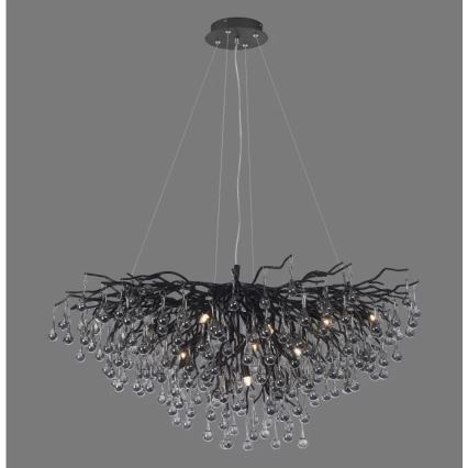 Paul Neuhaus 2192-18 - ICICLE cable-suspended chandelier, 10 x G9, 40 W, 230 V, 50 x 100 cm, black