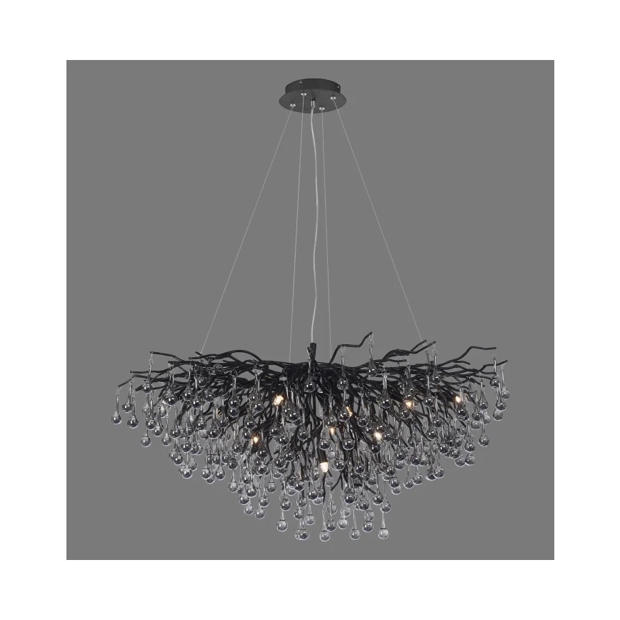 Paul Neuhaus 2192-18 - ICICLE cable-suspended chandelier, 10 x G9, 40 W, 230 V, 50 x 100 cm, black