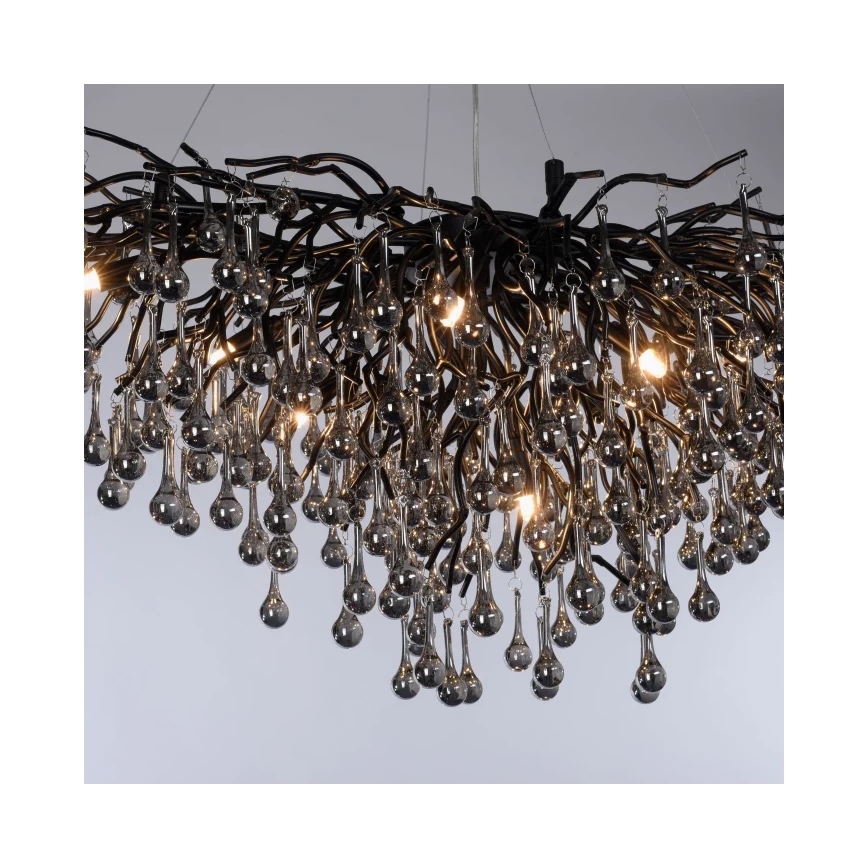 Paul Neuhaus 2192-18 - ICICLE cable-suspended chandelier, 10 x G9, 40 W, 230 V, 50 x 100 cm, black