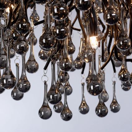 Paul Neuhaus 2192-18 - ICICLE cable-suspended chandelier, 10 x G9, 40 W, 230 V, 50 x 100 cm, black