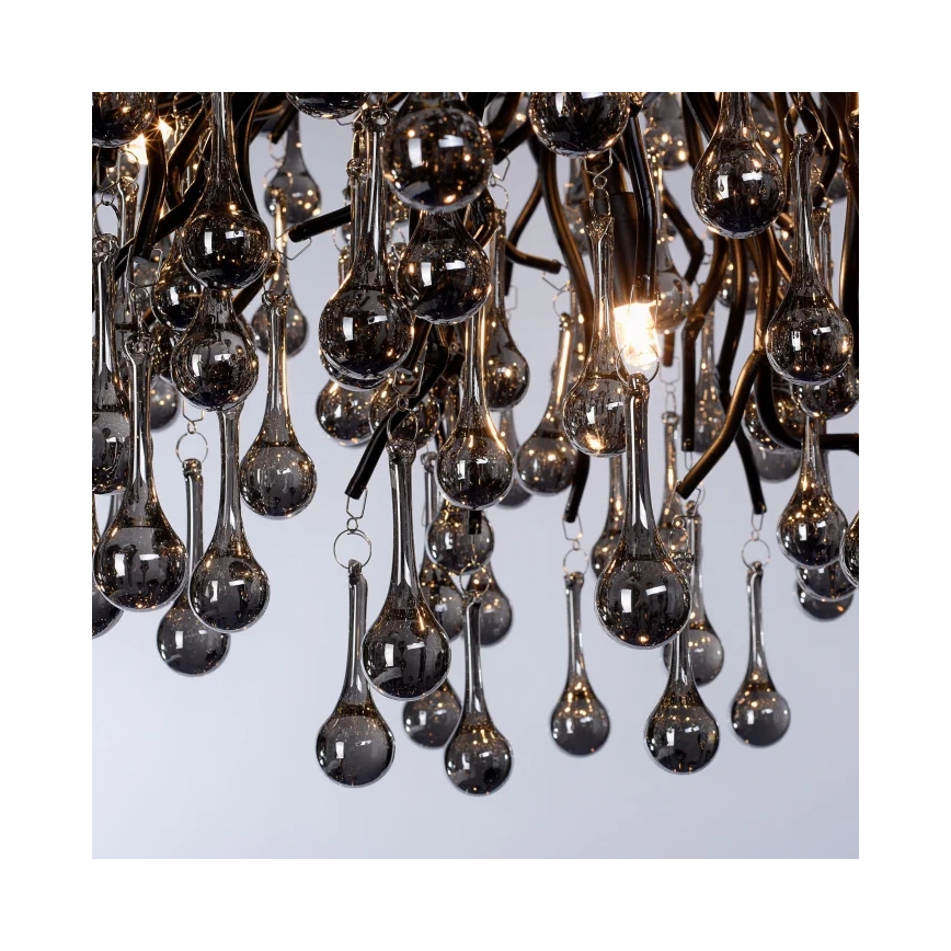 Paul Neuhaus 2192-18 - ICICLE cable-suspended chandelier, 10 x G9, 40 W, 230 V, 50 x 100 cm, black
